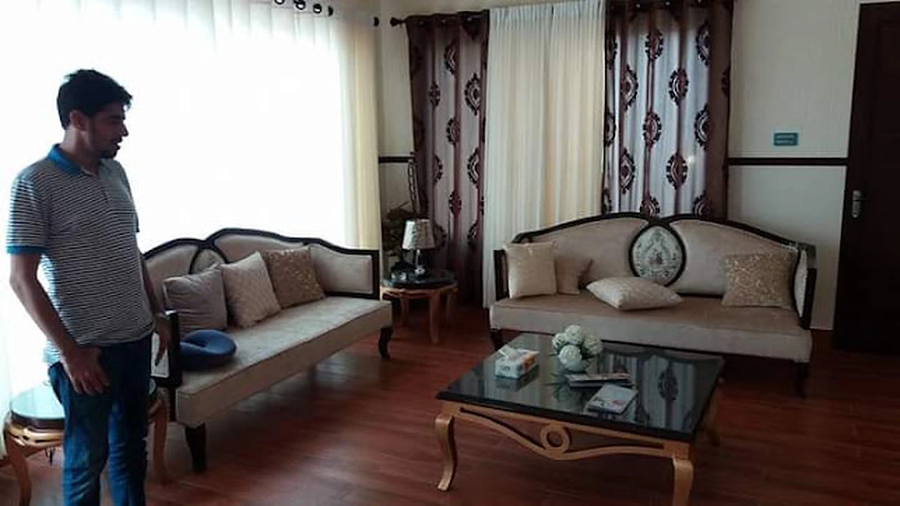 Living room with classic sofa set